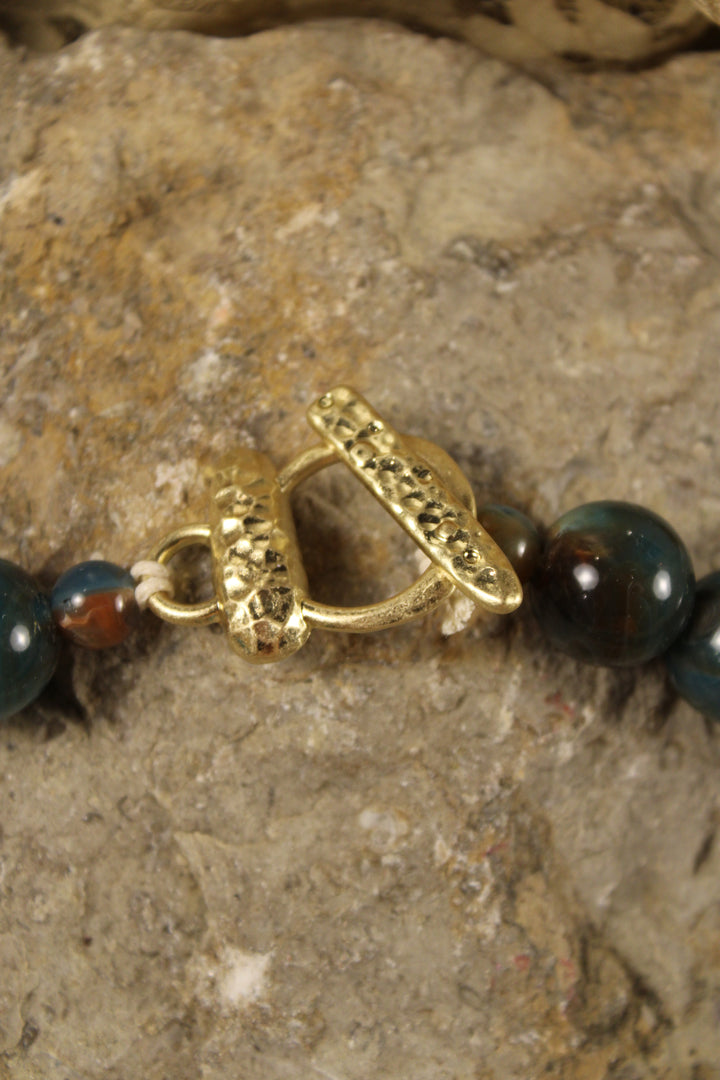 Chunky Rose Teal Necklace