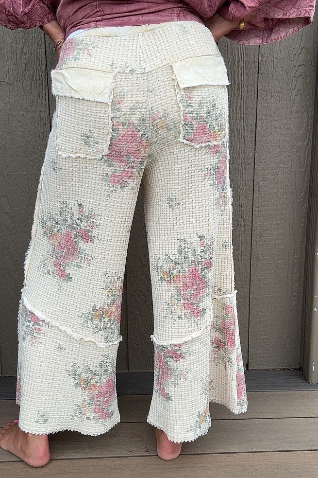 Flower Market Cream Waffle Pants