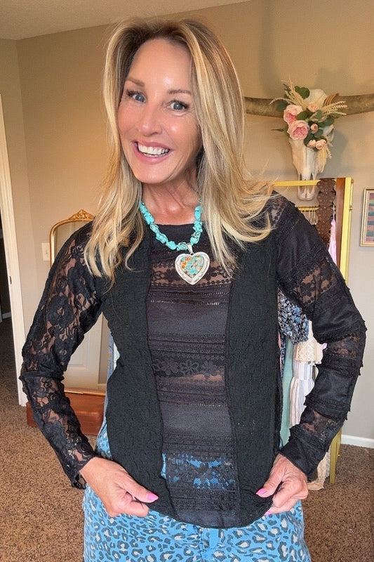 Now You See Me Black Mesh Top