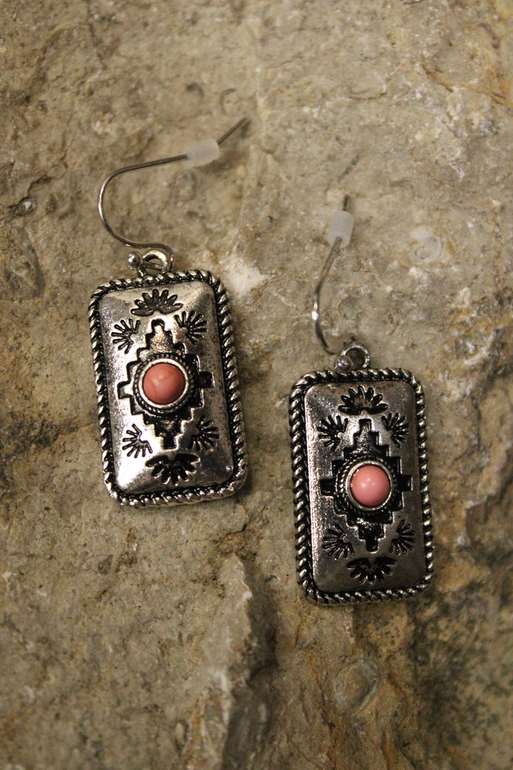 Aztec Pink Concho Earrings