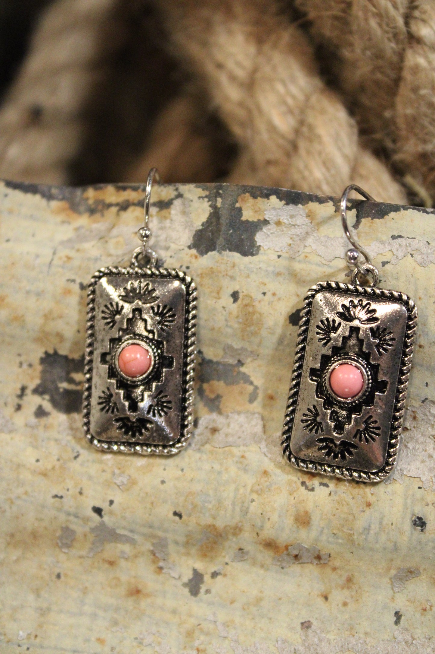 Aztec Pink Concho Earrings