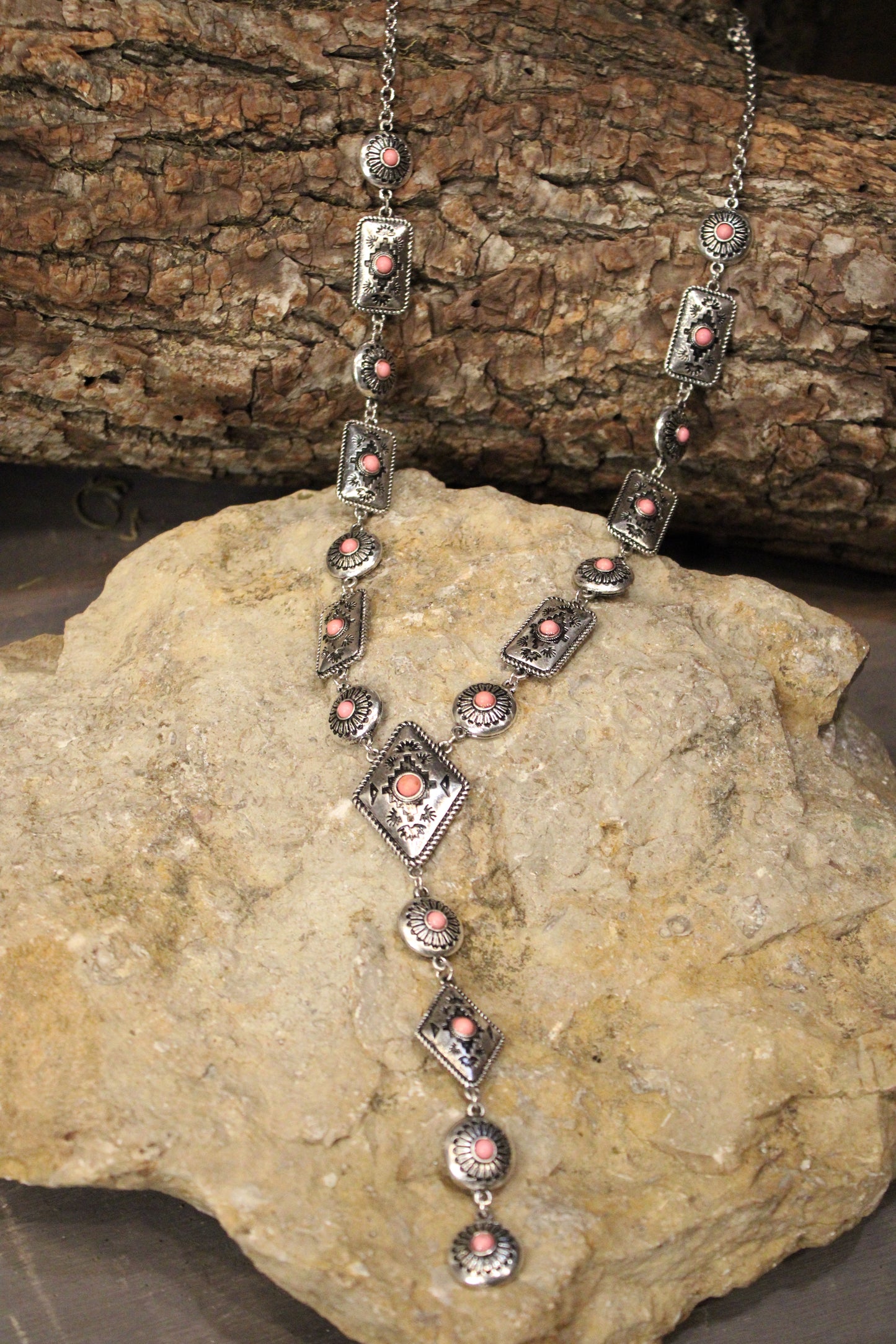 Aztec Pink Concho Necklace