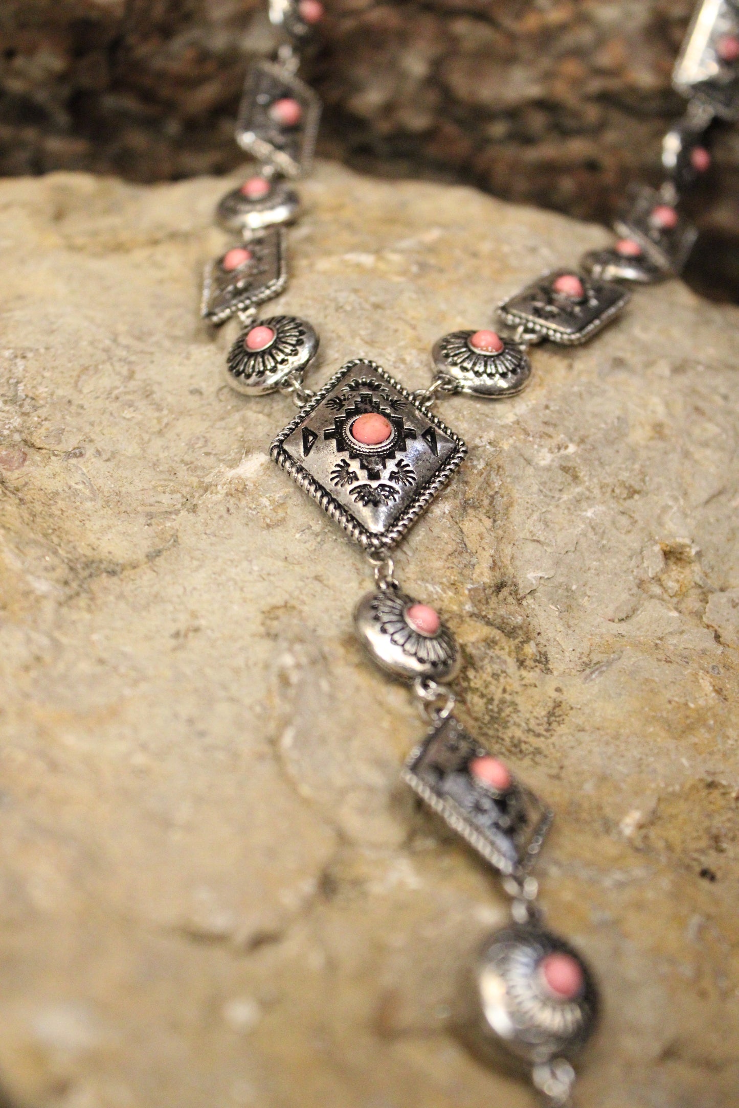 Aztec Pink Concho Necklace