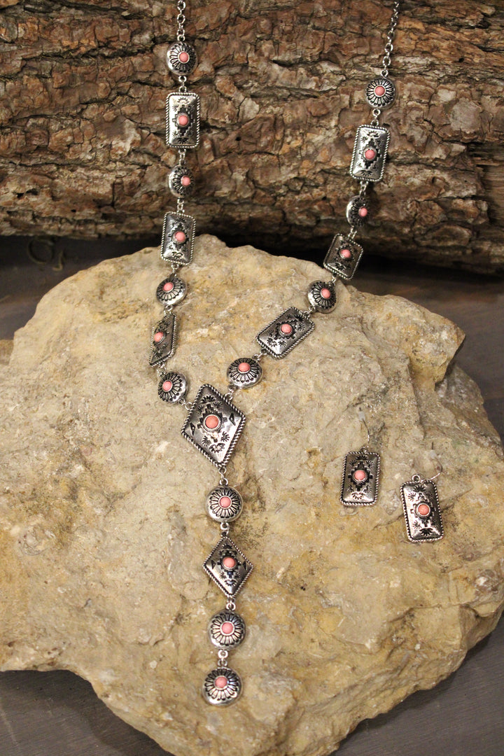 Aztec Pink Concho Earrings
