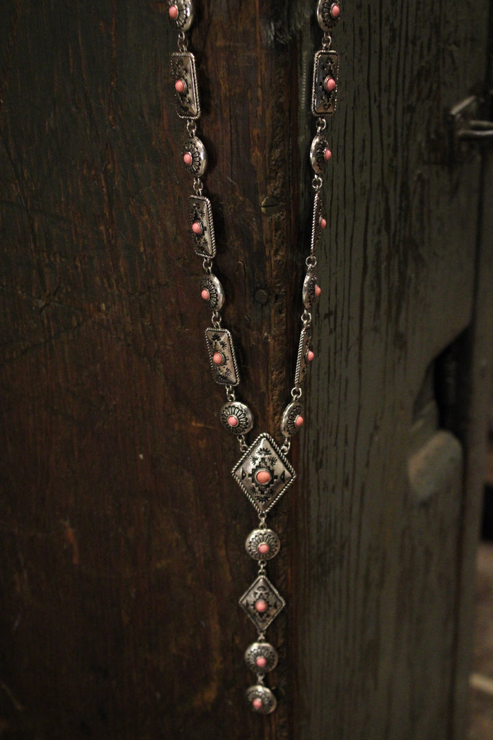 Aztec Pink Concho Necklace