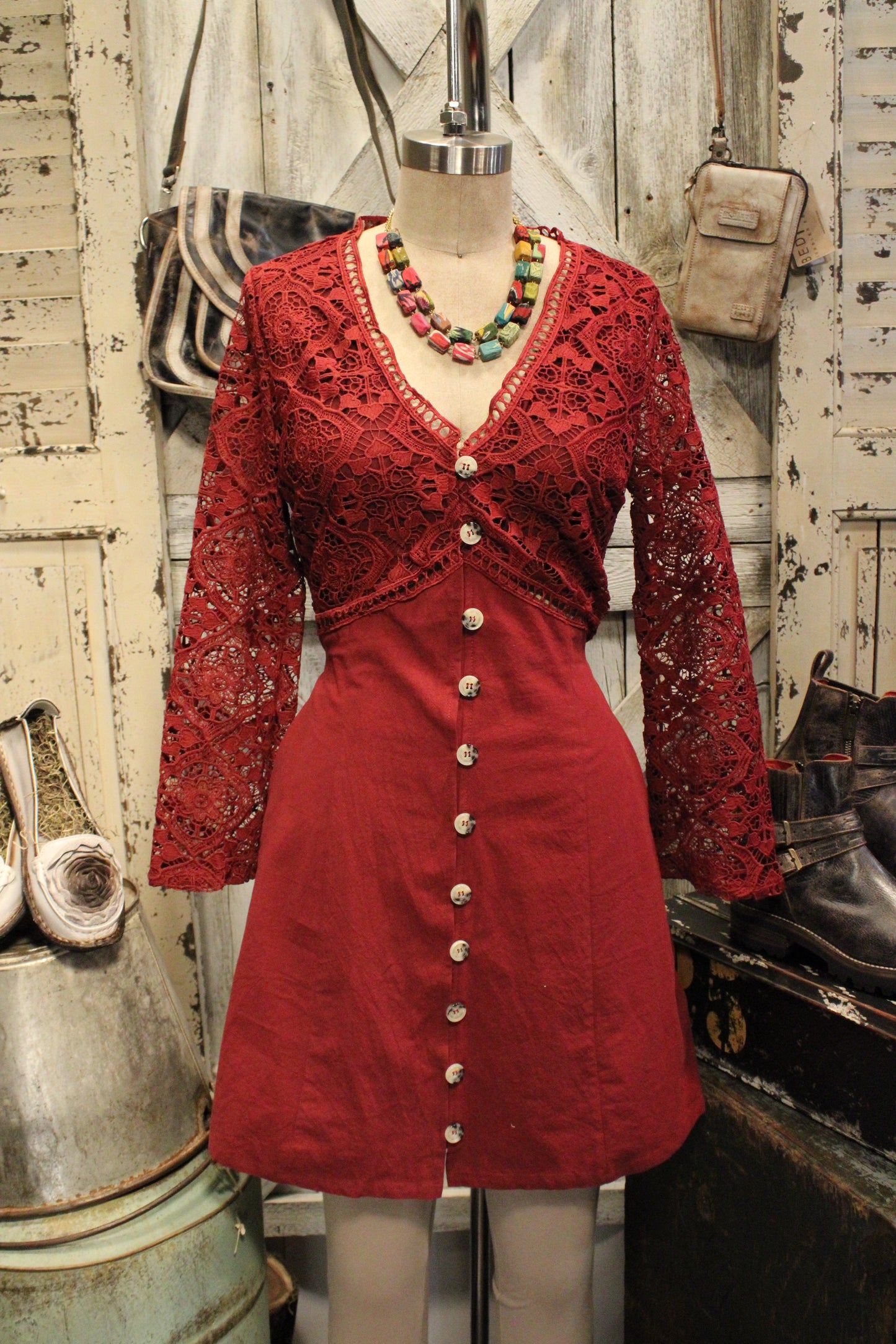 Vintage Merlot Lace Dress