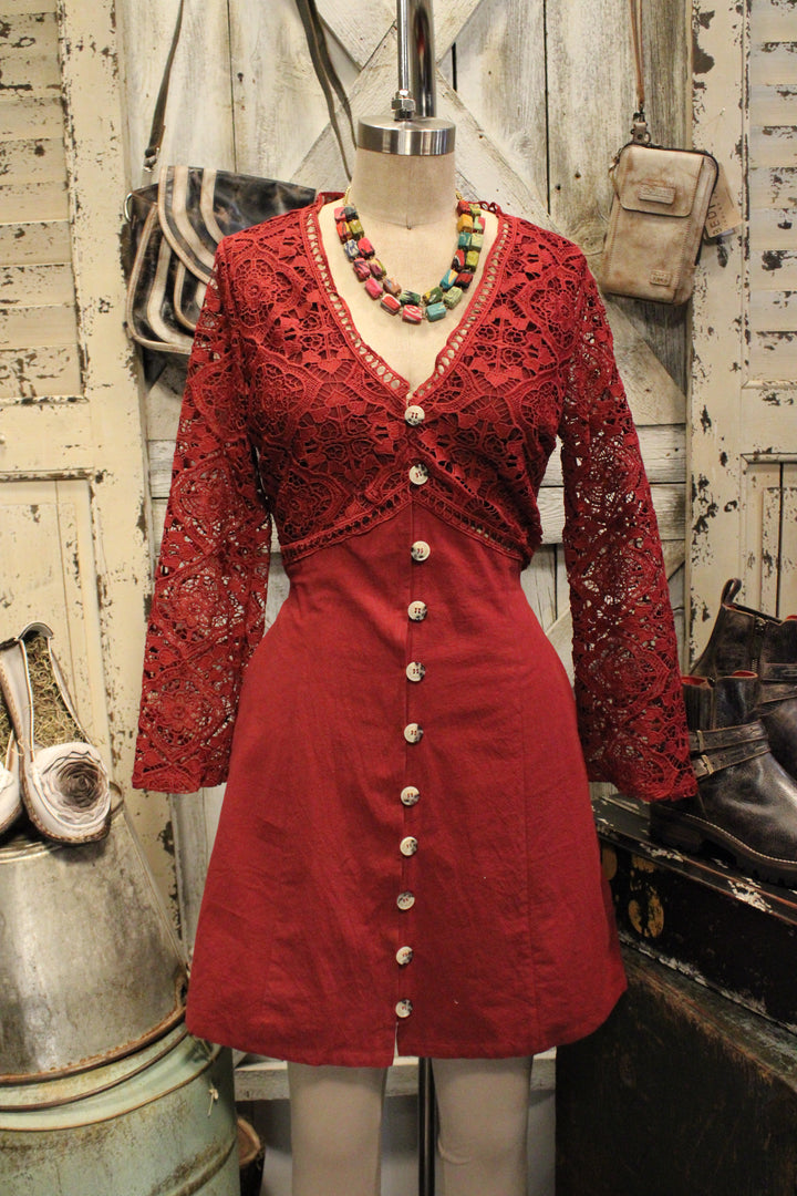 Vintage Merlot Lace Dress