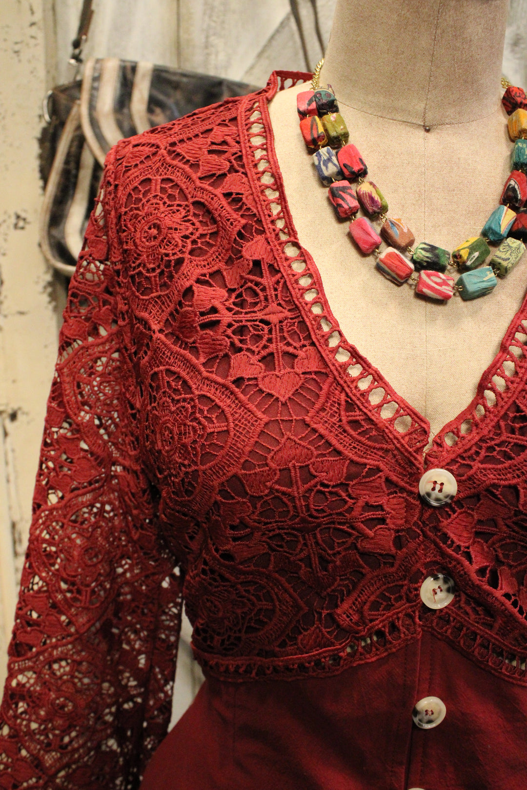 Vintage Merlot Lace Dress