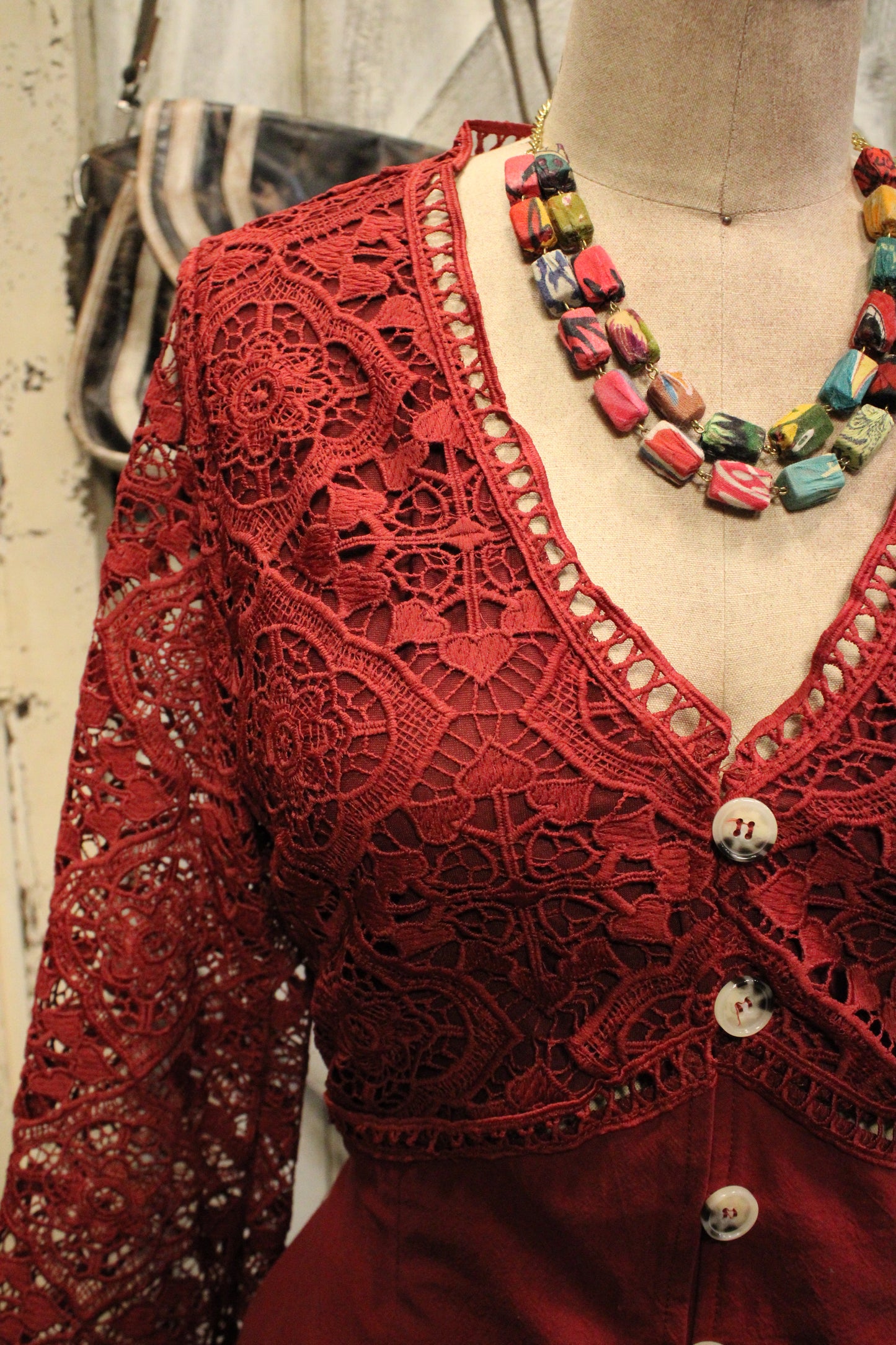 Vintage Merlot Lace Dress