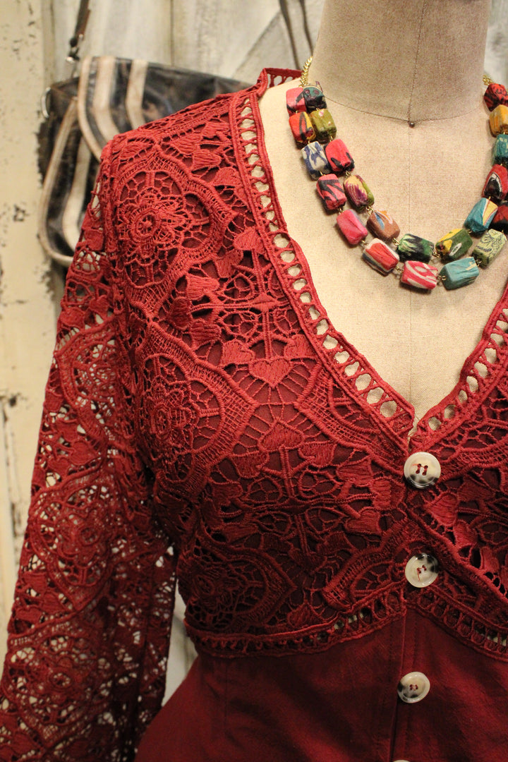 Vintage Merlot Lace Dress