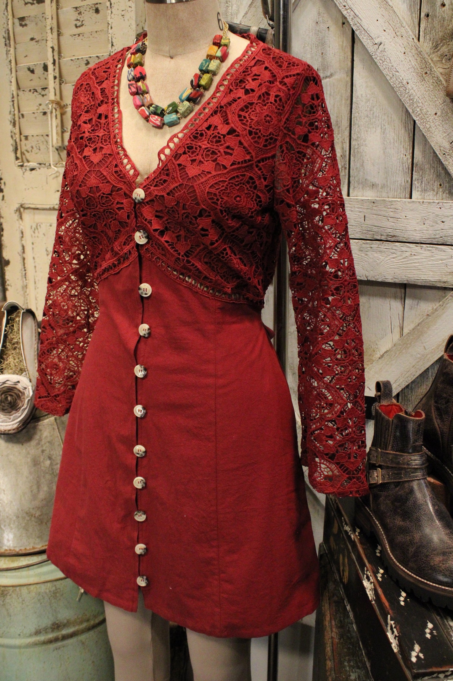 Vintage Merlot Lace Dress