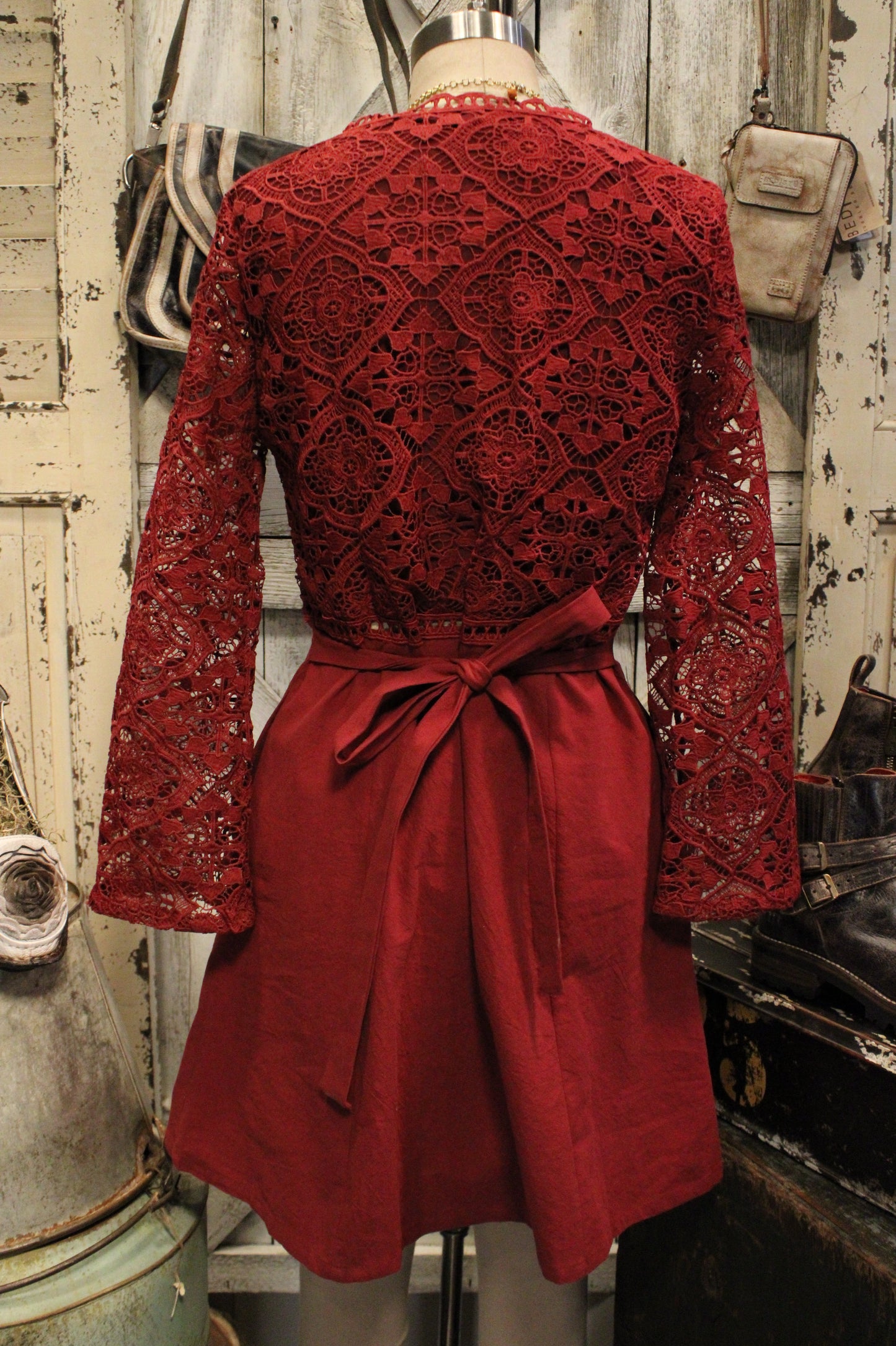 Vintage Merlot Lace Dress