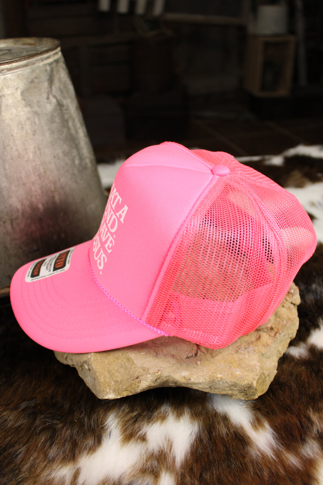 What A Friend We Have In Jesus Neon Pink Trucker Hat