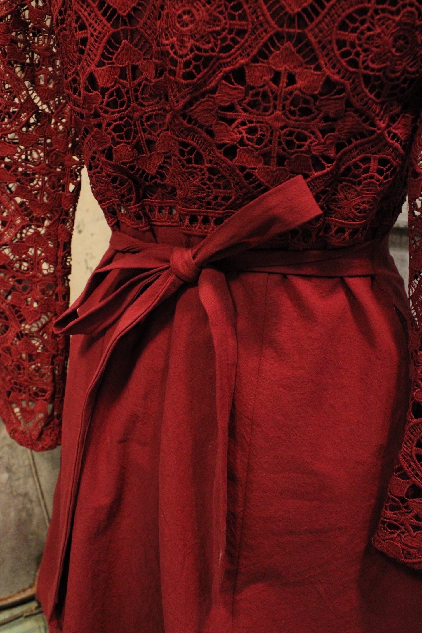 Vintage Merlot Lace Dress