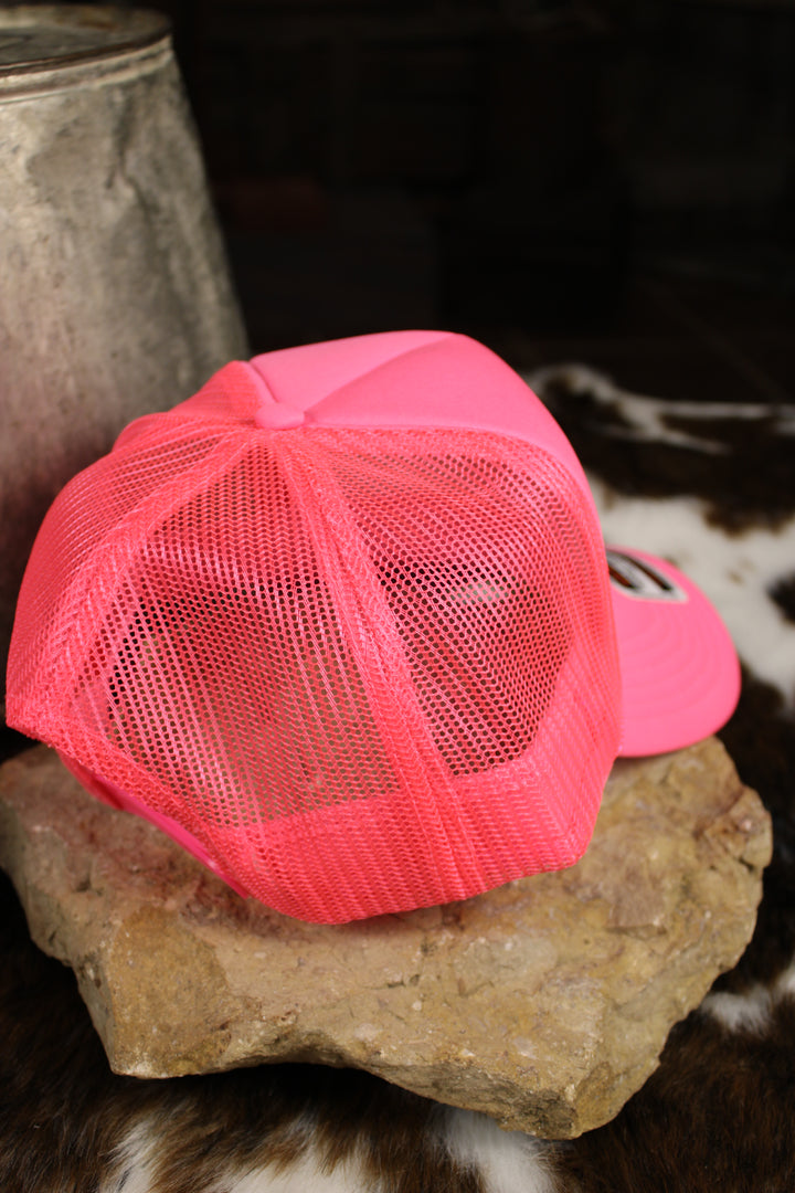 What A Friend We Have In Jesus Neon Pink Trucker Hat