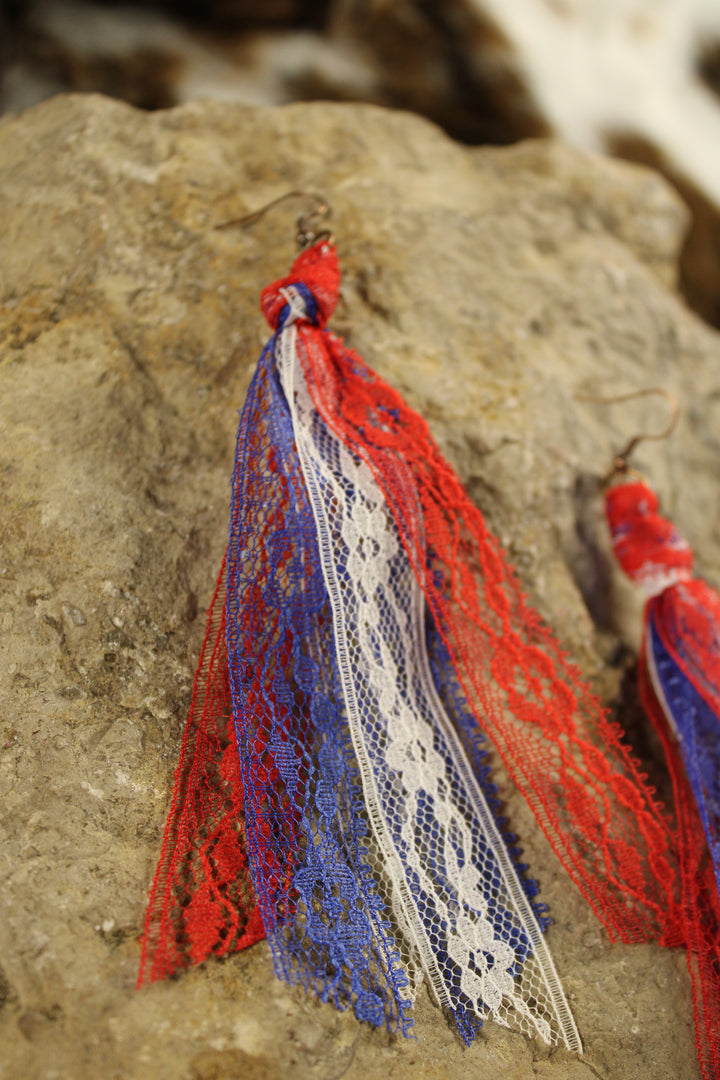 Patriot Pride Ribbon Tassel Earrings