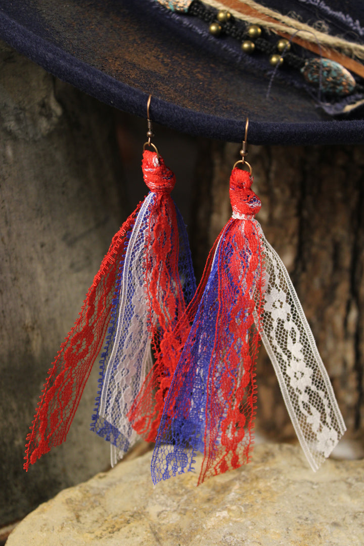 Patriot Pride Ribbon Tassel Earrings