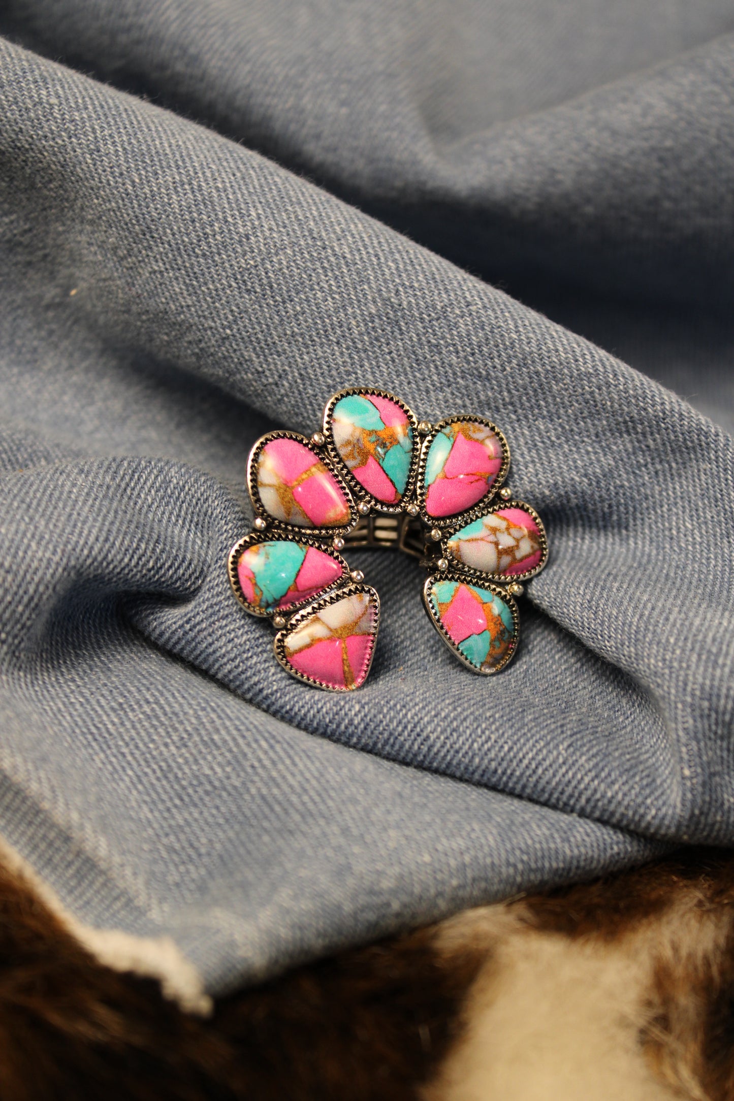 Painted Pink Squash Blossom Ring