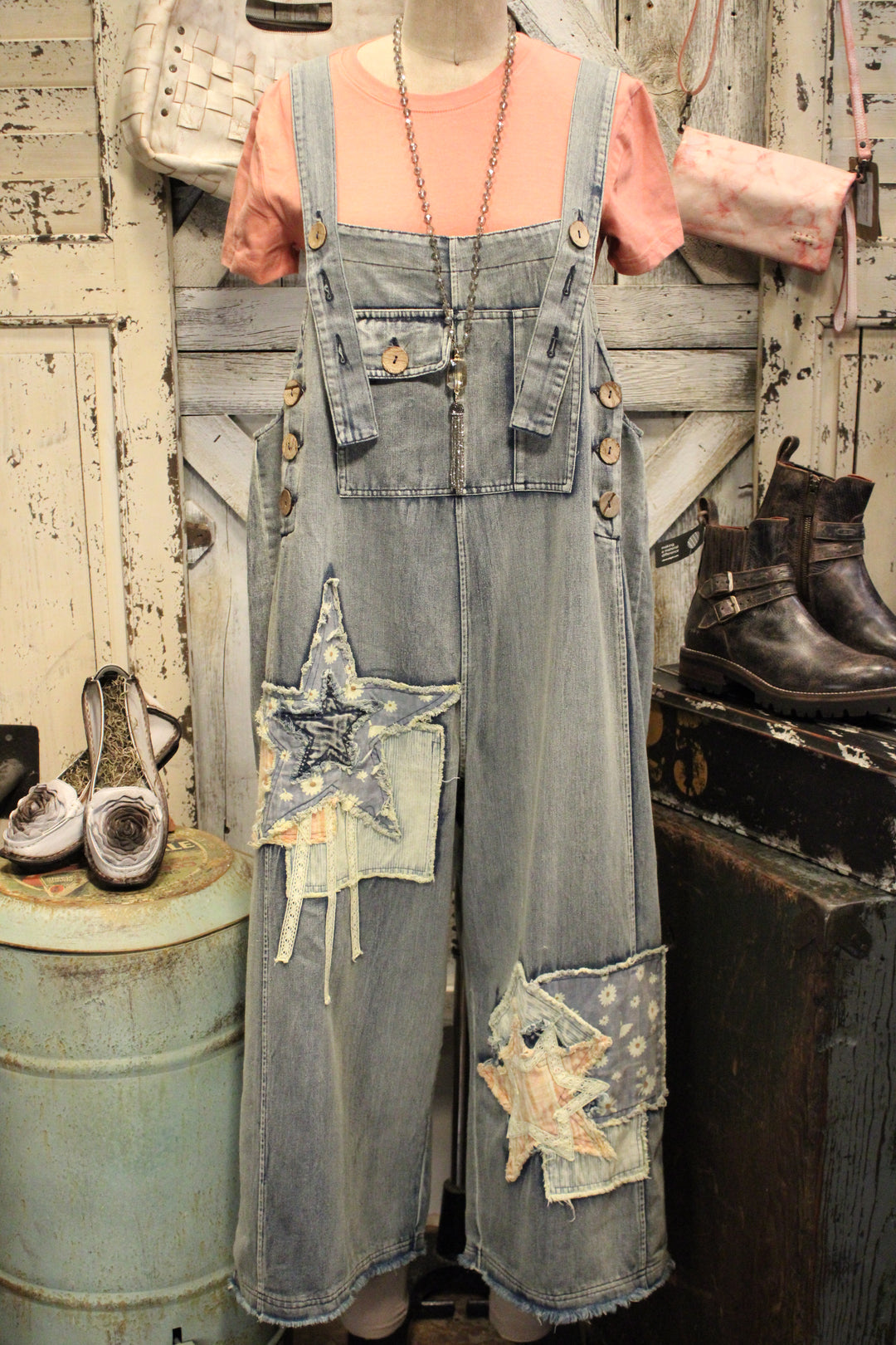 Meadow Star Capri Denim Overalls