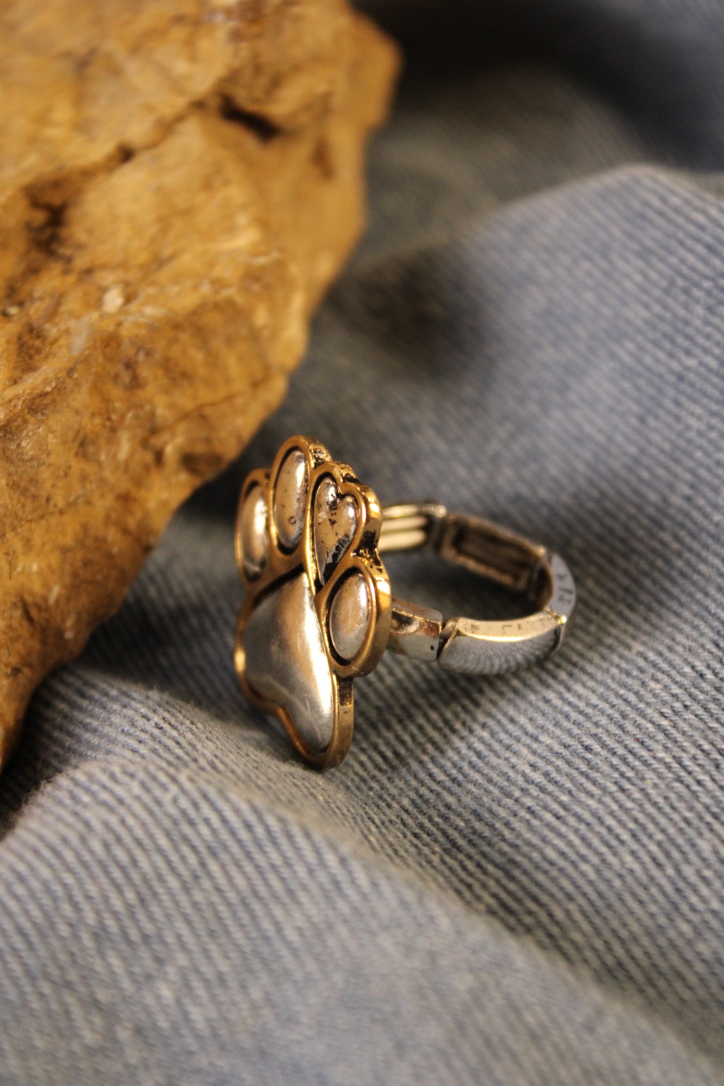 Gilded Pawprints Ring