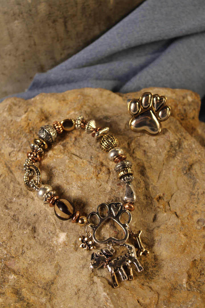 Gilded Pawprints Ring