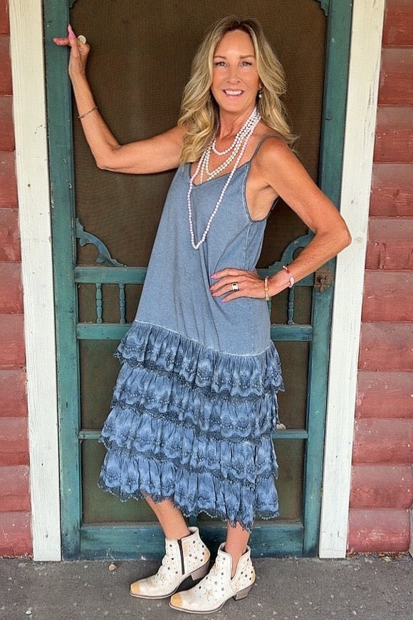 Sunwashed Blue Slip Dress