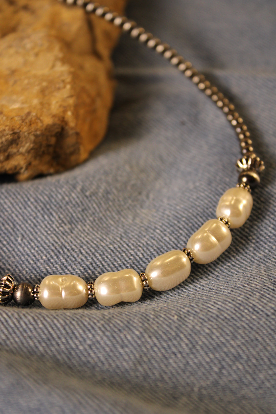 Pearl Navajo Beaded Choker Necklace