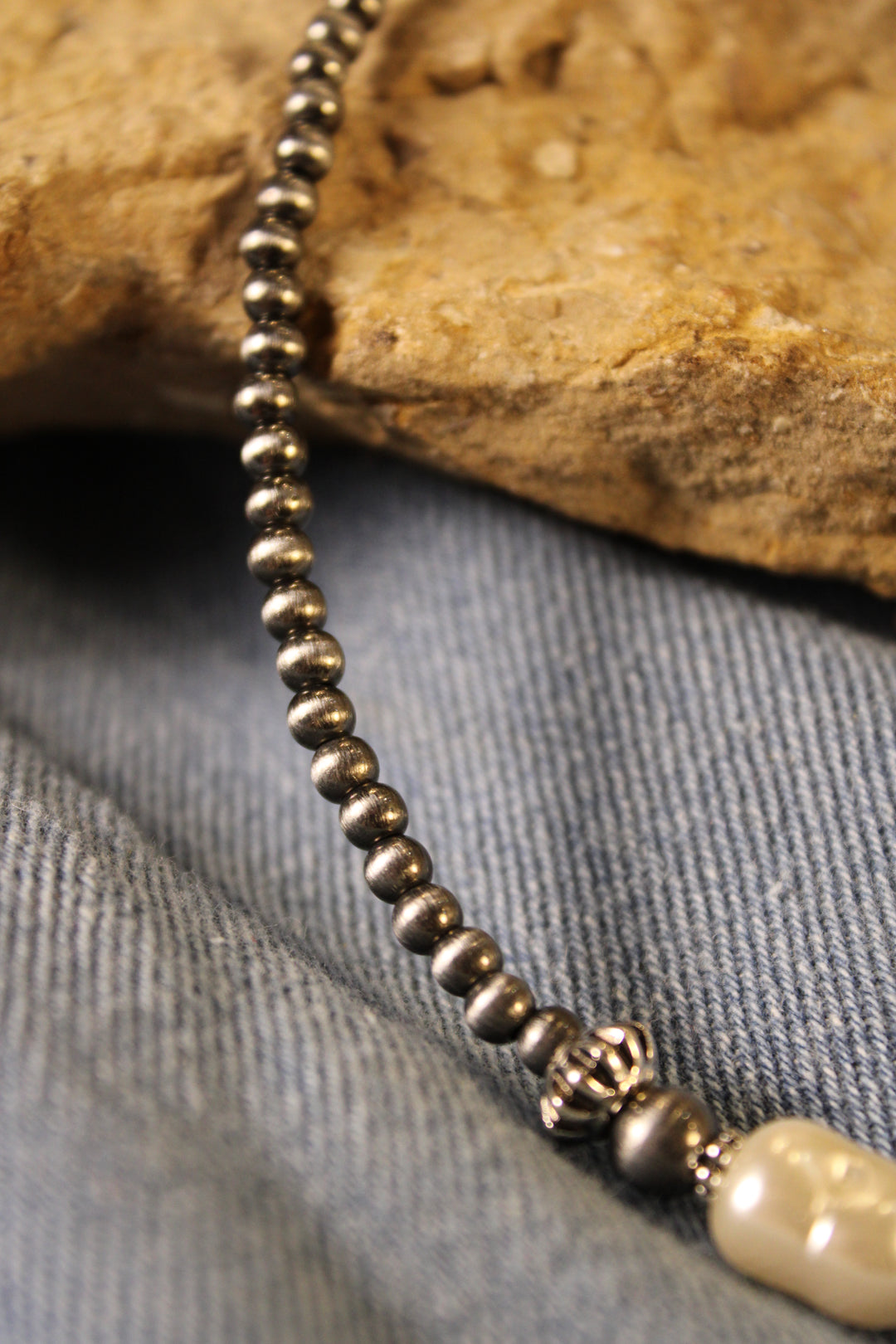 Pearl Navajo Beaded Choker Necklace
