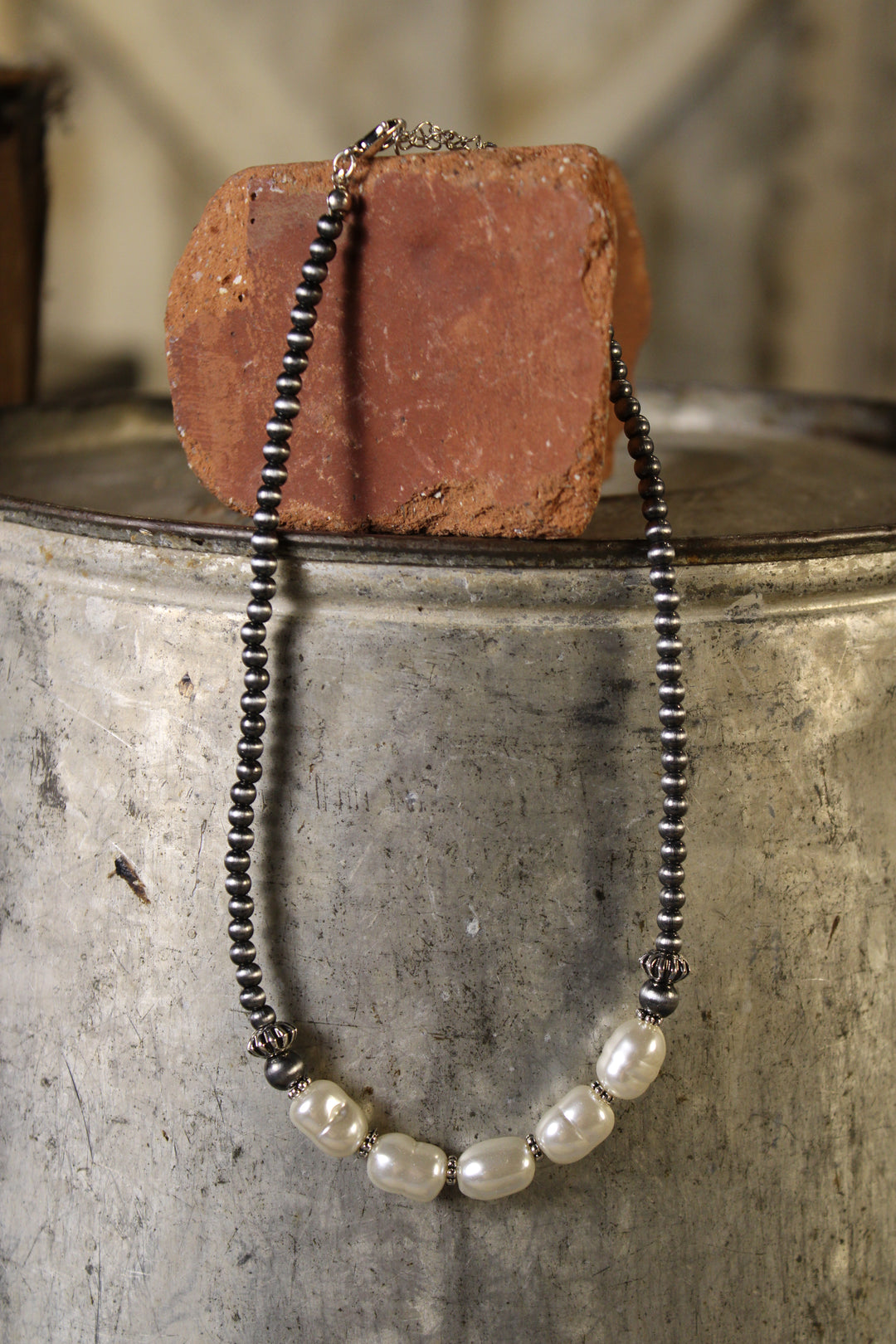 Pearl Navajo Beaded Choker Necklace