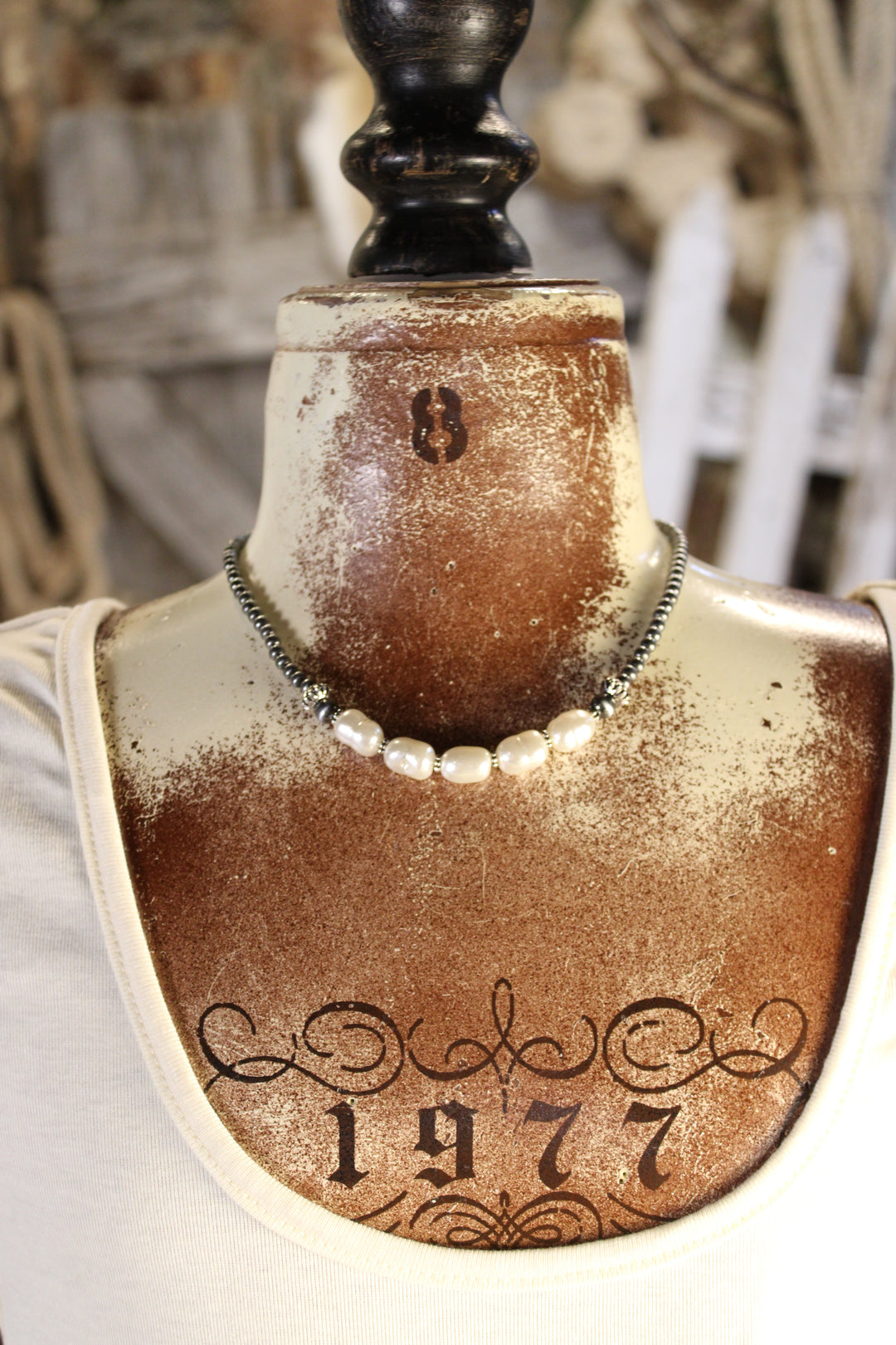 Pearl Navajo Beaded Choker Necklace