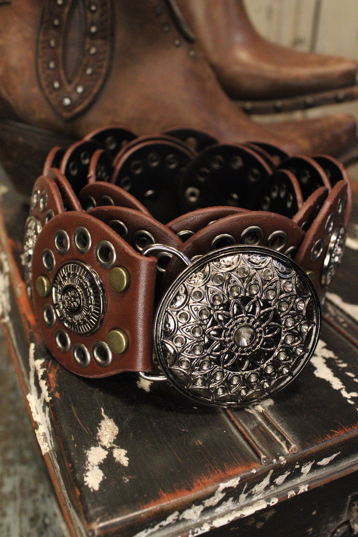 Brown Medallion Belt – Farm Girls Fancy Frills display picture 1