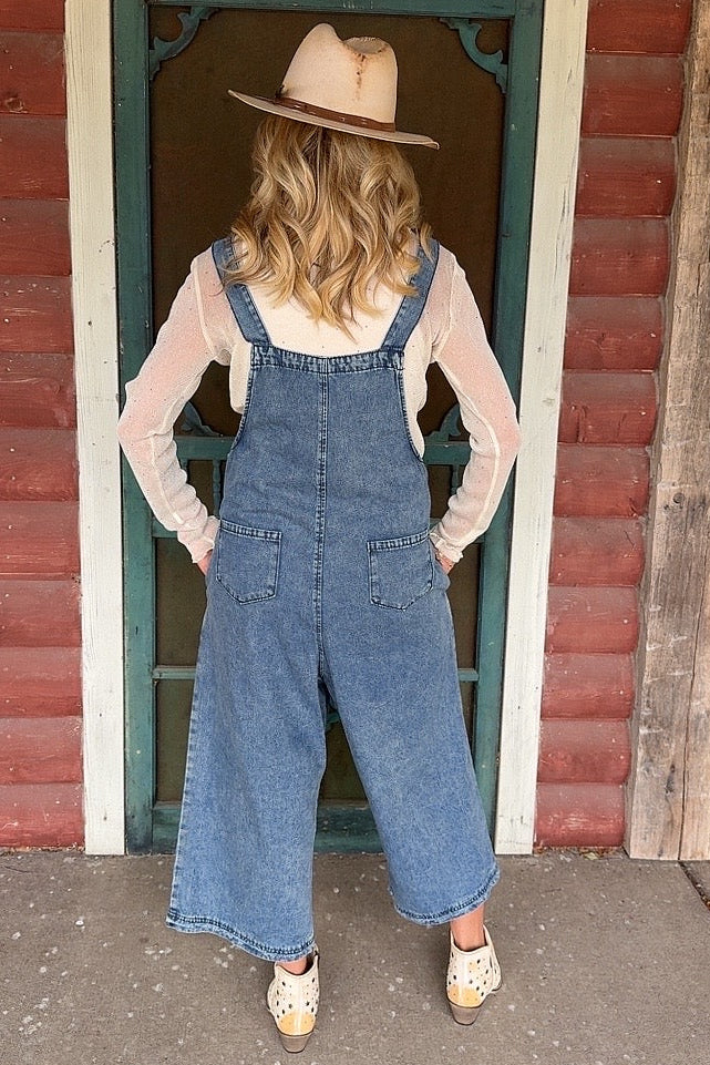 Flower Patch Denim Overalls