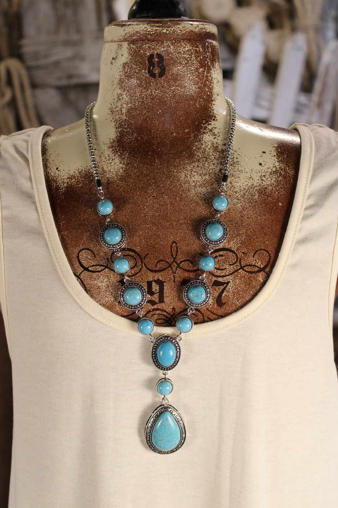 Desert Rain Turquoise Drop Necklace