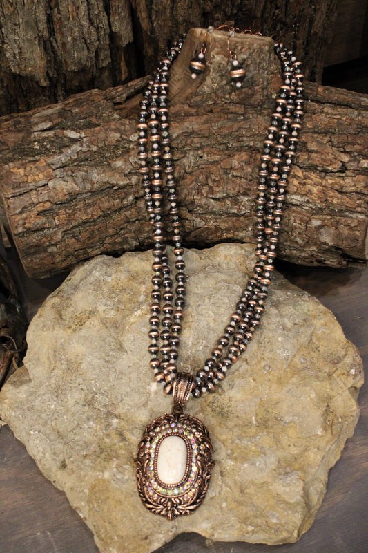 Ivory Horizon Heirloom Necklace and Earring Set