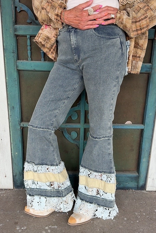Gypsy Soul Lace Denim Pants