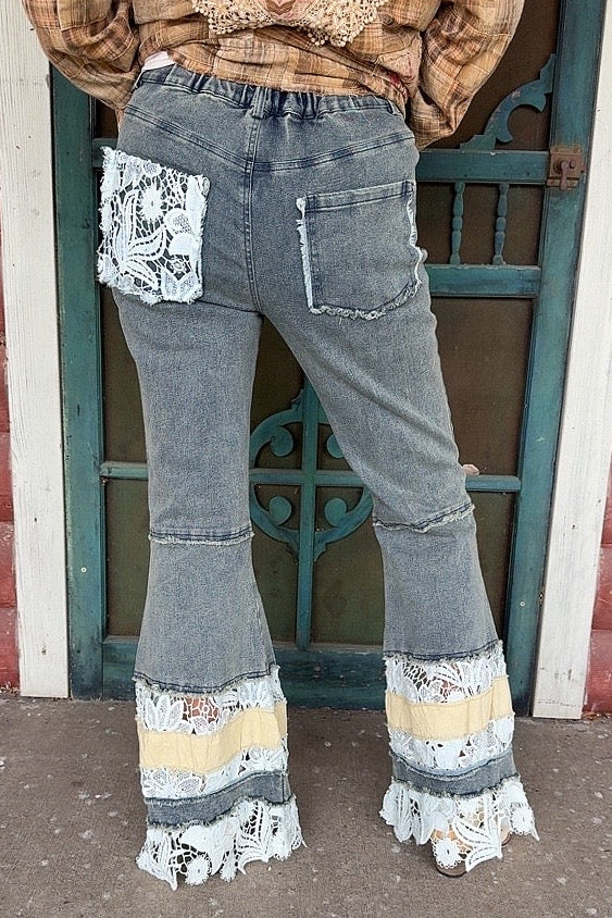Gypsy Soul Lace Denim Pants