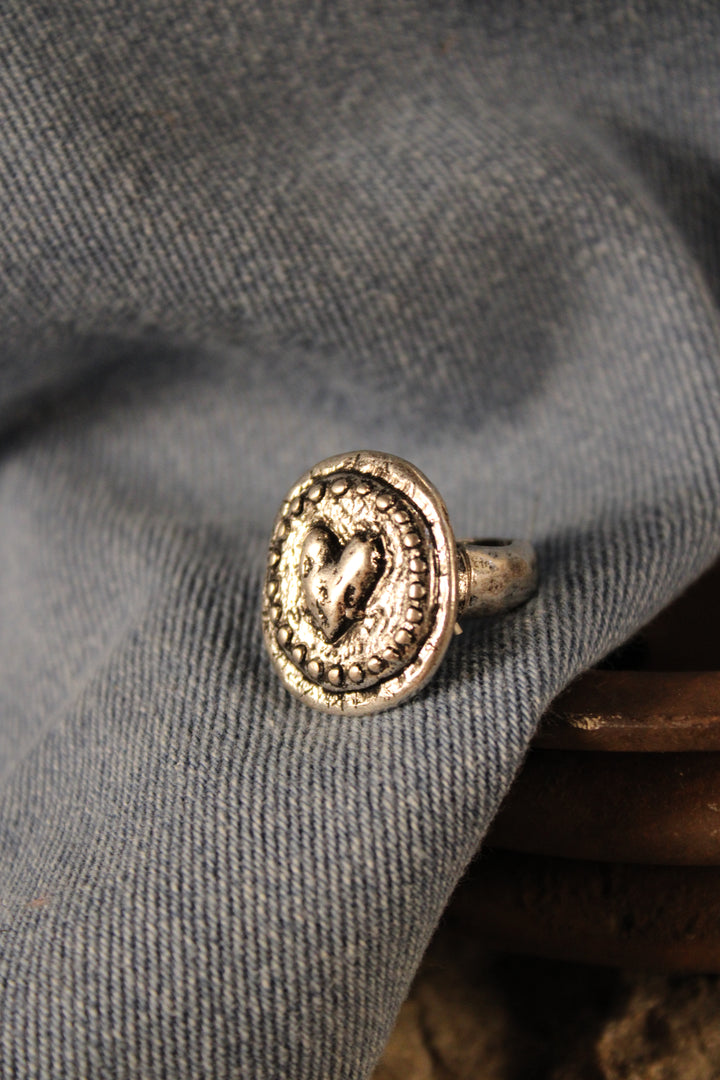 Vintage Lovebird Heart Ring