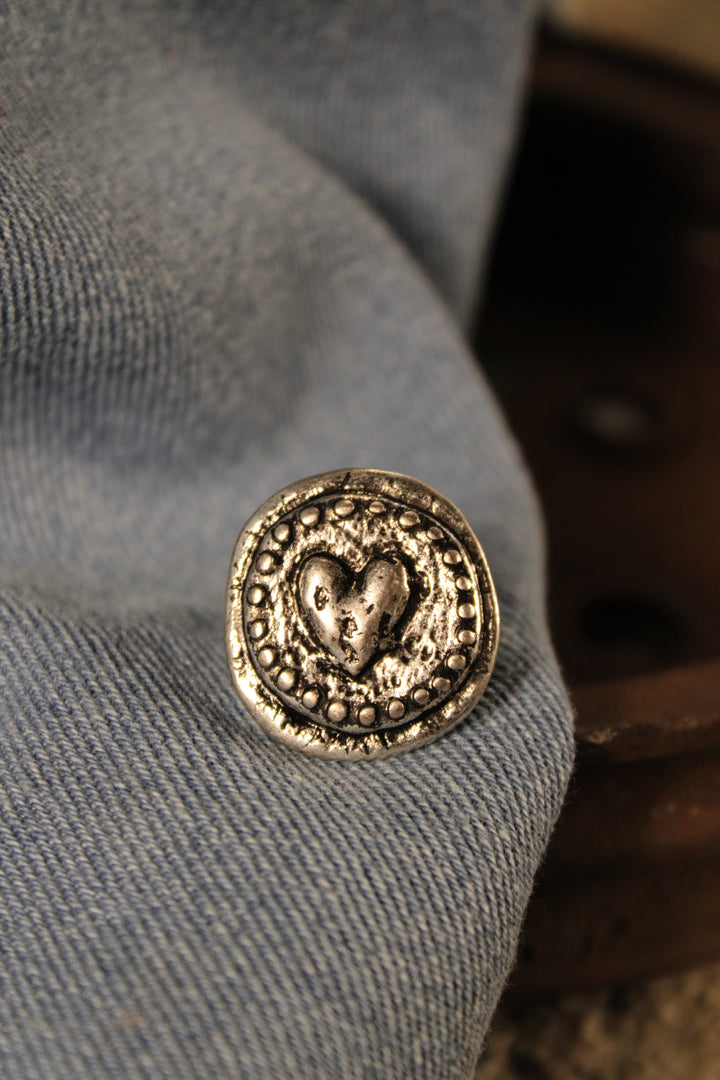 Vintage Lovebird Heart Ring