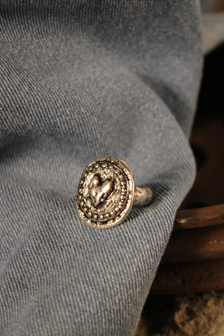 Vintage Lovebird Heart Ring