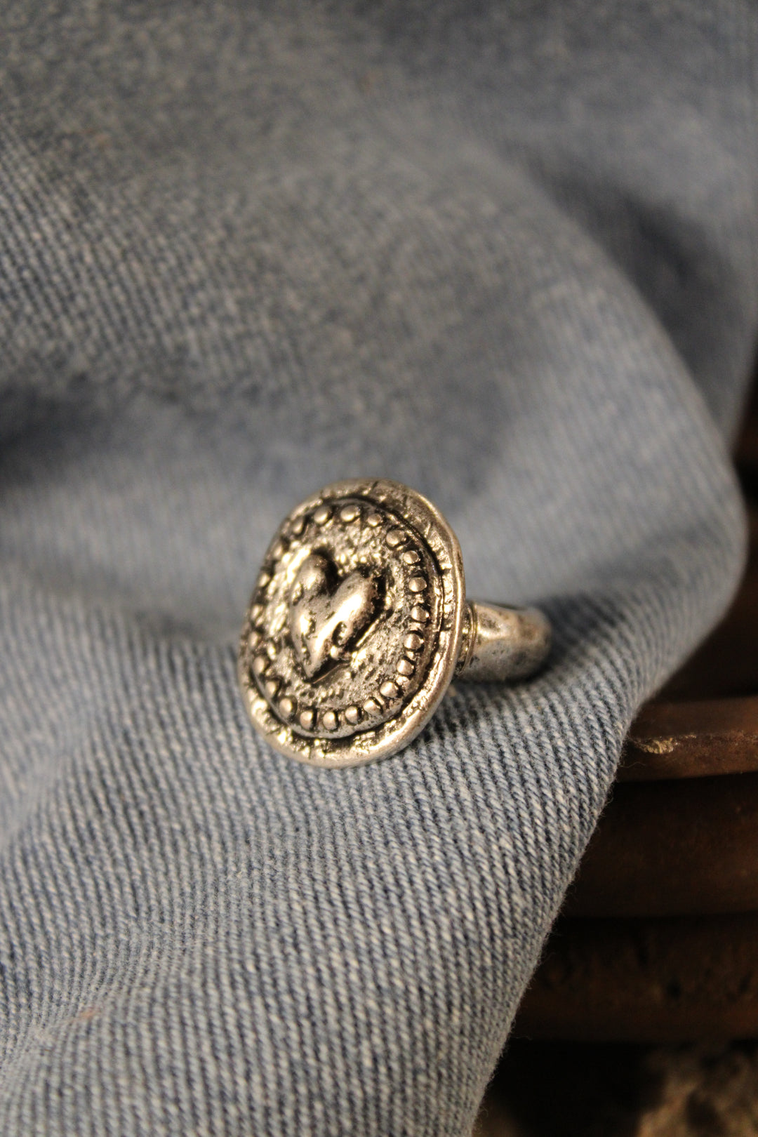 Vintage Lovebird Heart Ring