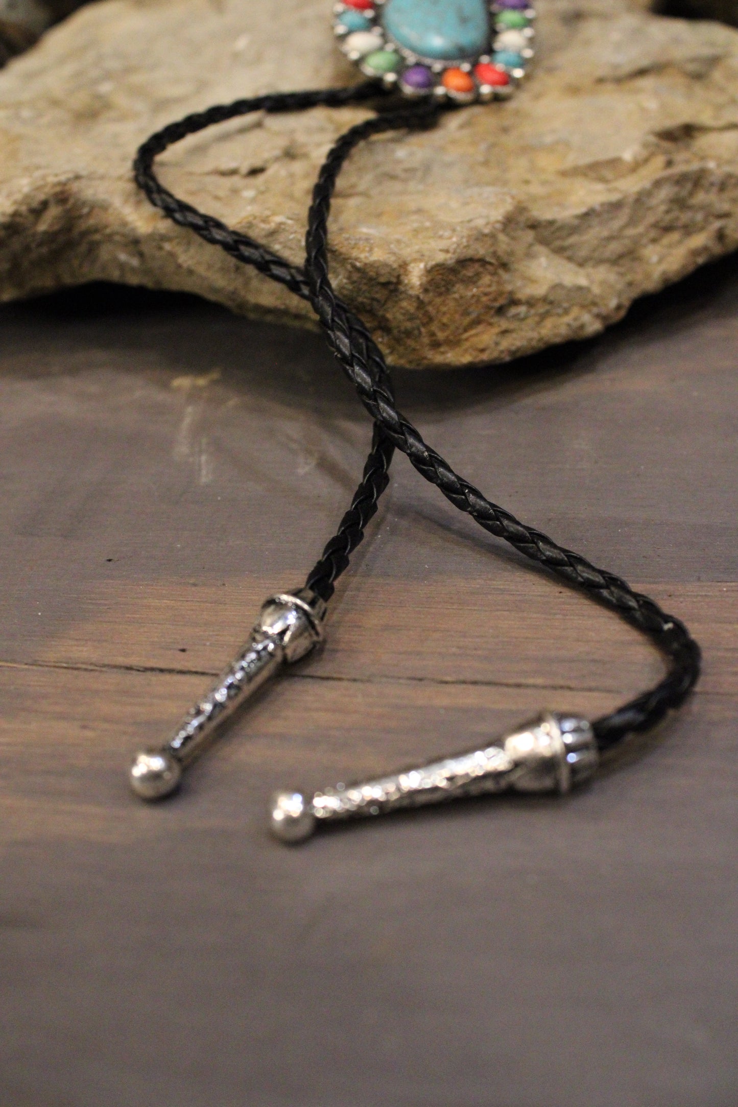 Turquoise Parade Concho Bolo Tie Necklace