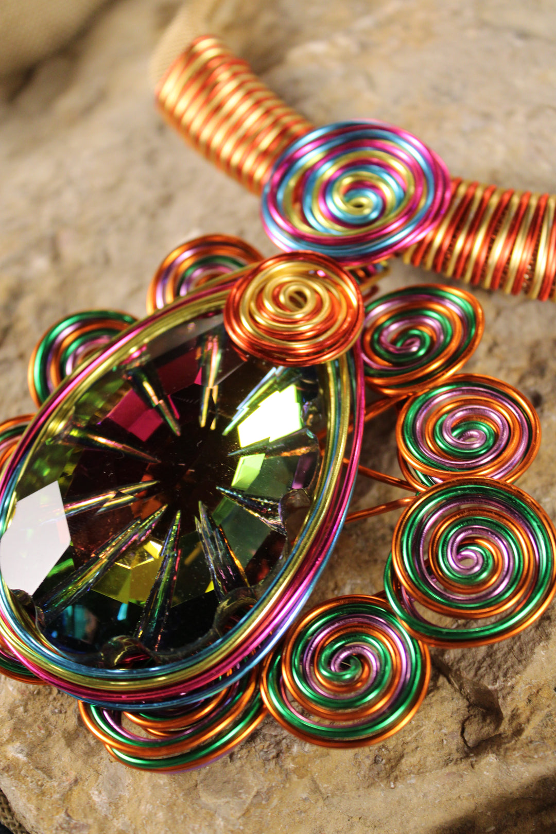 Volt And Gold Abstract Necklace