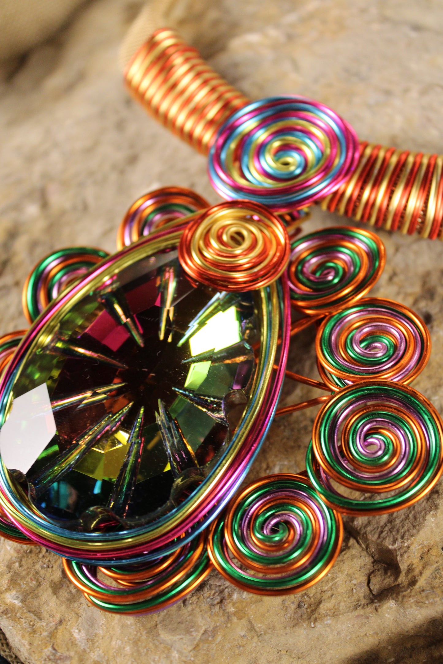 Volt And Gold Abstract Necklace