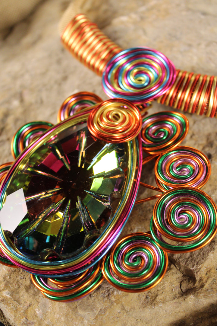 Volt And Gold Abstract Necklace