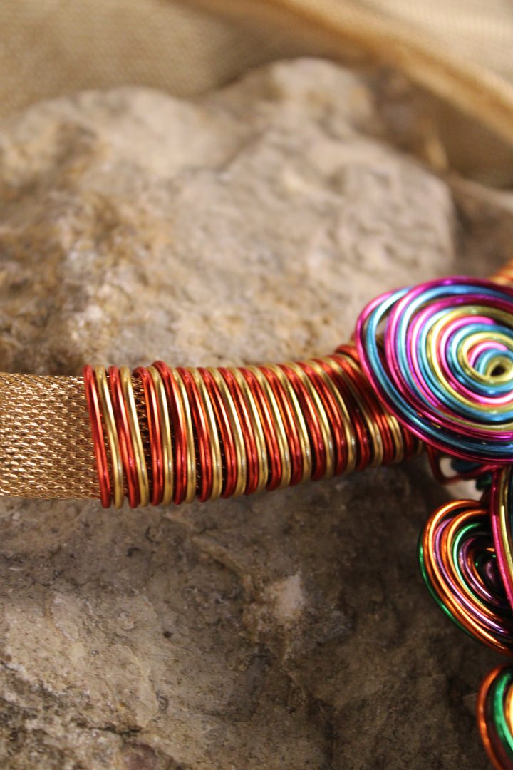 Volt And Gold Abstract Necklace