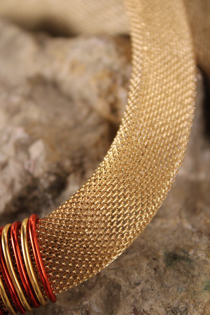 Volt And Gold Abstract Necklace
