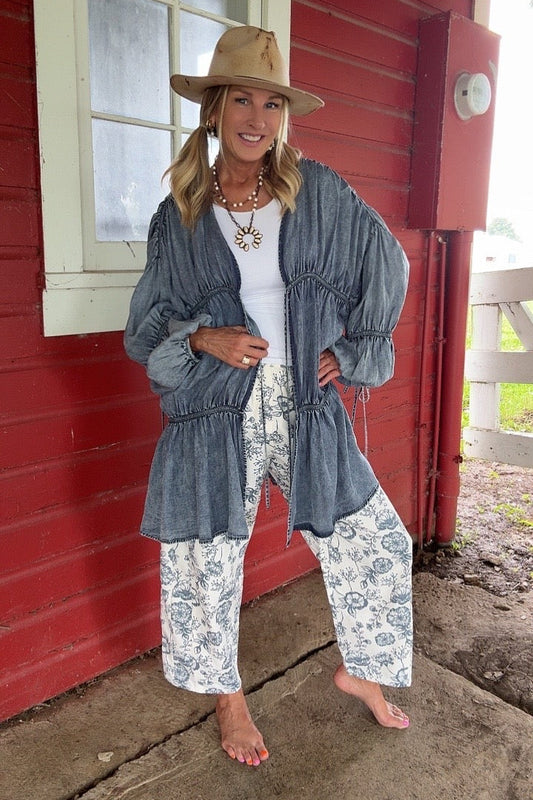 Canyon Creek Tiered Denim Cardigan