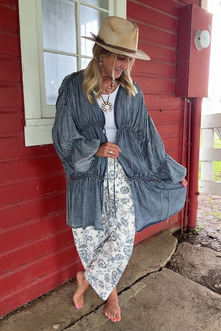 Canyon Creek Tiered Denim Cardigan