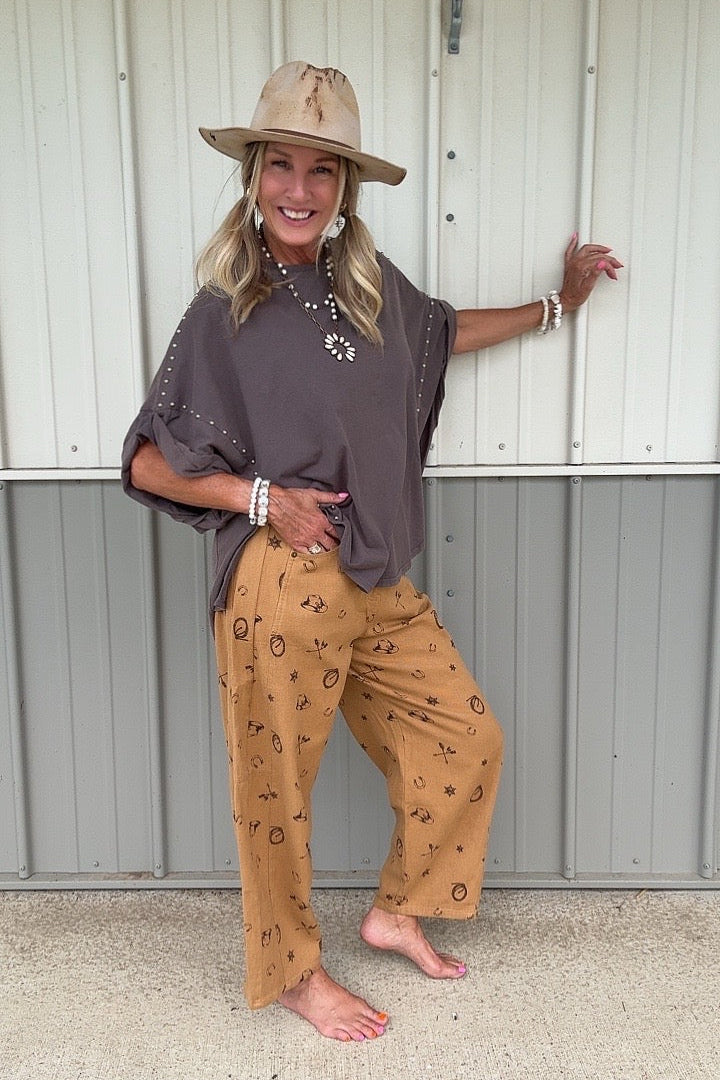 Western Relaxed Camel Pants