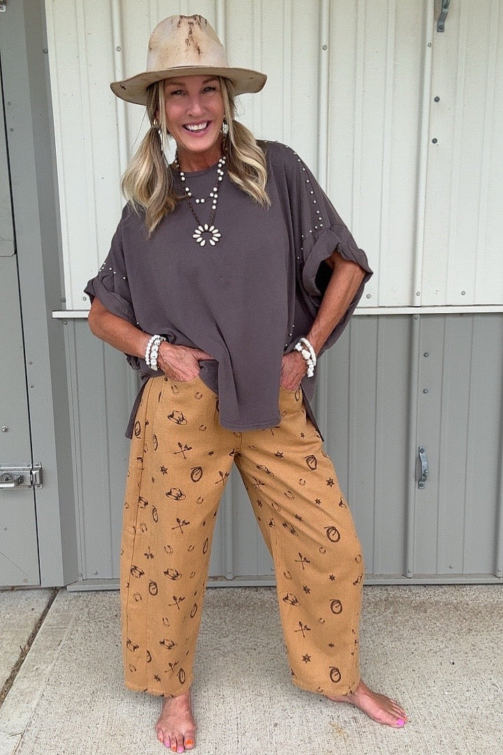 Western Relaxed Camel Pants